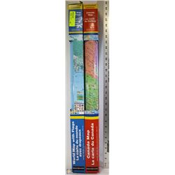 LOT OF 2 LAMINATED MAPS (1 CANADA & 1 WORLD)