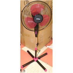 3 SPEED OSCILLATING FLOOR FAN - BLACK & PINK