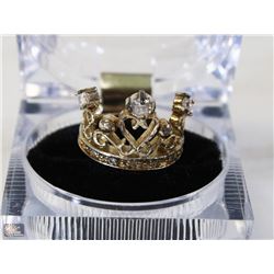 925 SILVER CROWN JEWELED RING SIZE 7