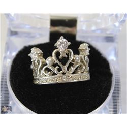 925 SILVER CROWN JEWELED RING SIZE 8