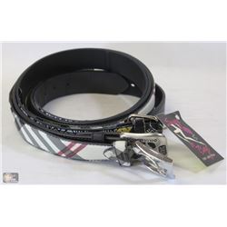 LOT OF 3 DESIGNER BELTS -REPLICA DC, BURBERRY, ED