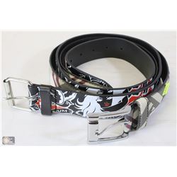 LOT OF 2 DESIGNER BELTS (REPLICA BURBERRY, ED HARDY