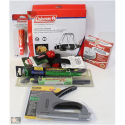 FLAT OF MISC HARDWARE & CAMPING GADGETS