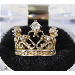 925 SILVER JEWELED CROWN RING SIZE 6