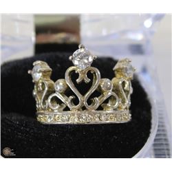 925 SILVER JEWELED CROWN RING SIZE 7