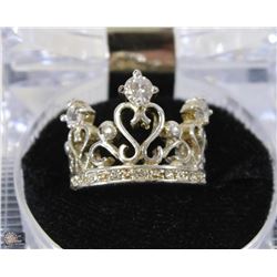 925 SILVER JEWELED CROWN RING SIZE 7