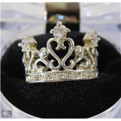 925 SILVER JEWELED CROWN RING SIZE 7.5