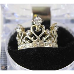 925 SILVER JEWELED CROWN RING SIZE 8