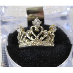 925 SILVER JEWELED CROWN RING SIZE 8