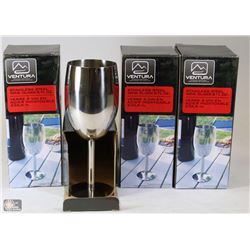 LOT OF 4 VENTURA STAINLESS STEEL WINE GLASSES 8OZ