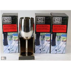 LOT OF 4 VENTURA STAINLESS STEEL WINE GLASSES 8OZ