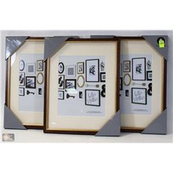 LOT OF 3 PICTURE FRAMES 11 X 14