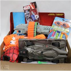 XL FLAT OF CHILDRENS TOYS,NERF GUN,SPIDERMAN MASK,