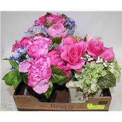 FLAT OF 6 NEW SILK FLOWER ARRANGEMENTS