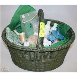 LARGE GREEN BASKET W/NEW SALON BEAUTY