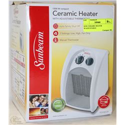 NEW 1500W COMPACT CERAMIC HEATER W/ ADJUSTABLE