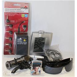 BOX W/NEW OMEGA UNIVERSAL AC ADAPTER,