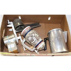 ESTATE FLAT WITH BEER STEIN AND CHEESE GRATER