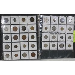 BOOK WITH 2 PAGES OF OLD WORLD COINS