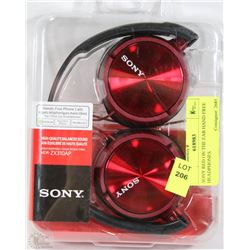 SONY RED ON THE EAR HAND FREE HEADPHONES