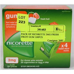 PACK OF NICORETTE 2MG FRESH FRUIT GUM 100PCS