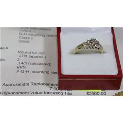 2 LADIES 14K GOLD DIAMOND WEDDING RING SET W/COA