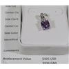 Image 1 : STERLING SILVER AMETHYST & DIAMOND PENDANT  W/COA