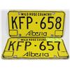 Image 1 : 2 CONSECUTIVE #'D ALBERTA WILDROSE LICENSE PLATES