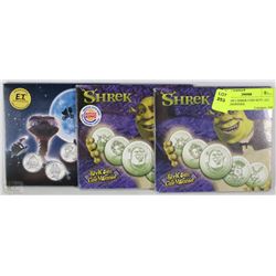 E.T.  AND 2 SHREK COIN SETS. ALL RCM UNOPENED