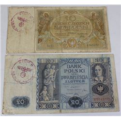 GERMAN NAZI BANK NOTES FROM OCCUPIED POLAND