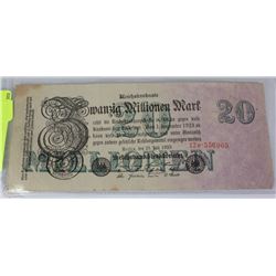 GERMAN 20 MILLION MARK 1923