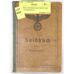 GERMAN SOLDIER DOCUMENT NOT USED STAMPED SS