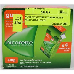 PACK OF NICORETTE 4MG FRESH FRUIT GUM 100PCS