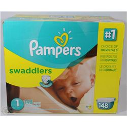 NEW PAMPERS SWADDLERS SIZE #1,8-14LBS,148PCS