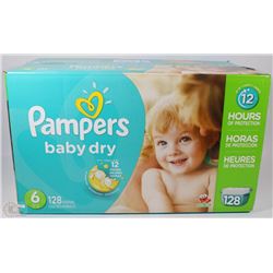 NEW CASE OF PAMPERS BABY DRY #6,128PCS,35+LBS