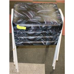 SET OF FOUR PERFECT CHROME STACKING STOOLS