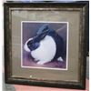 Image 1 : FRAMED PRINT OF A BLACK & WHITE RABBIT (22"X22")