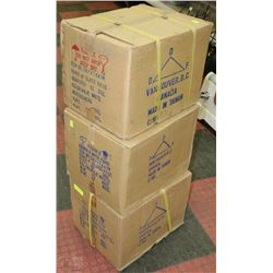 THREE CASES OF 12 DOZEN SMALL MILK GLASS VASES