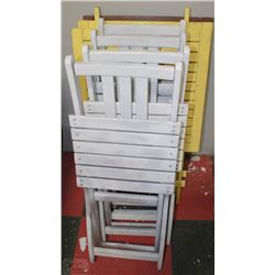 3 FOLDING WOOD TABLES WITH 4 FOLDING WOOD CHAIRS