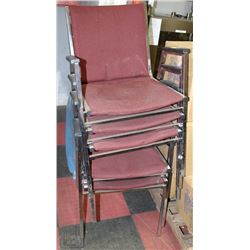 FIVE STACKING CHAIRS NEED CLEANING