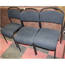 SET OF 3 BLACK METAL CHAIRS