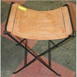 METAL AND LEATHER FOLDING STOOL