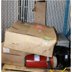 PALLET WITH HOOD FAN, SHELVES, ELECTRICAL BOX AND