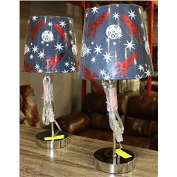 NEW SET OF CHROME LAMPS WITH SPACE SHIP SHADES