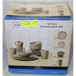 MAINSTAYS 16PC DINNERWARE SET - TAUPE COLOR
