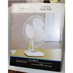 TWO 12" OSCILLATING TABLE FANS