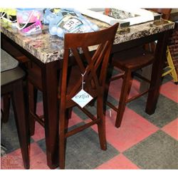 NEW FAUX MARBLE BAR TABLE WITH 4 SOLID WOOD XBACK