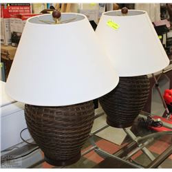 PAIR OF SHOWHOME WICKER TABLE LAMPS