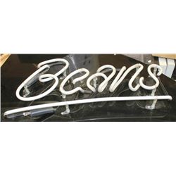 GREEN NEON LIGHT UP  "BEANS" SIGN