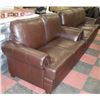 Image 1 : NEW BROWN LEATHER SMART NAILHEAD SOFA AND LOVE